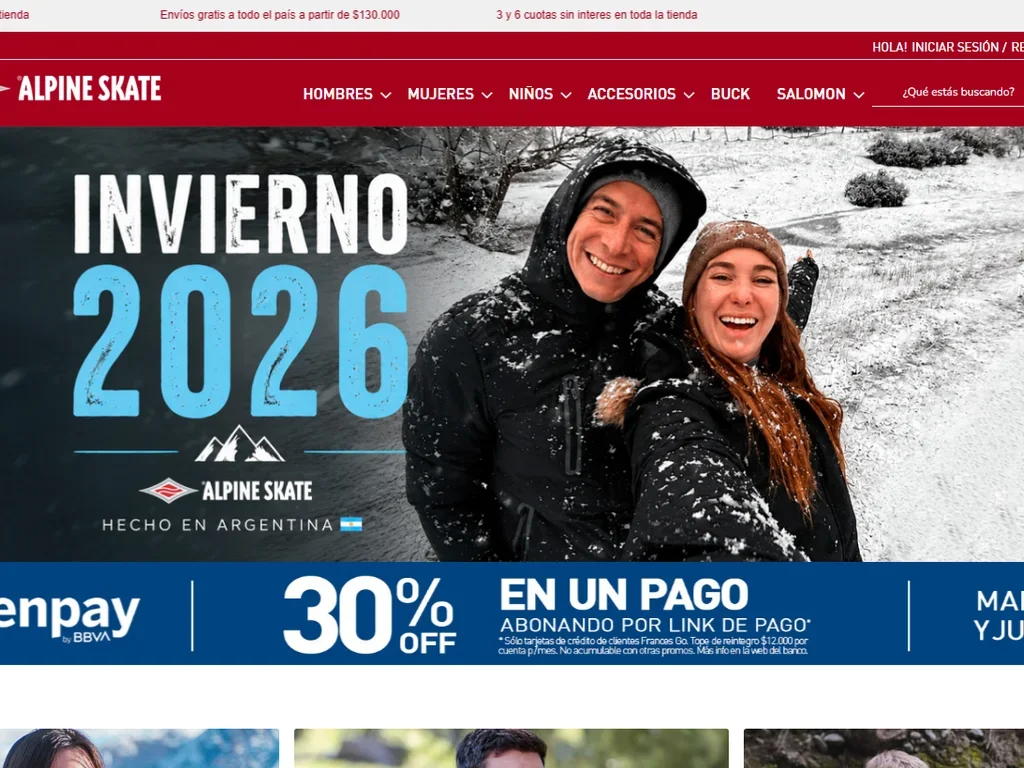 Captura del sitio de Alpine Skate