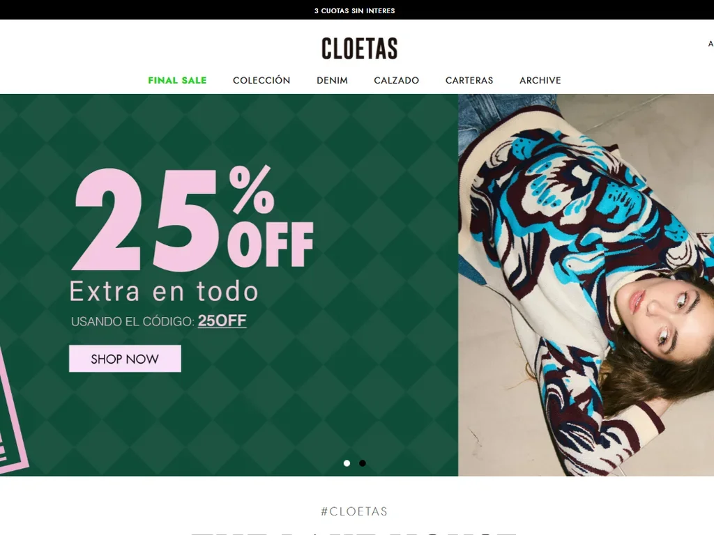 Captura del sitio de Cloetas