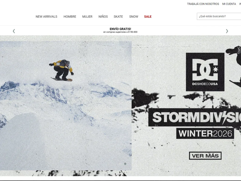 Captura del sitio de World Sports - DC Shoes