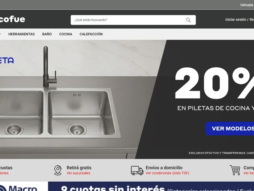 Captura del sitio de Imcofue