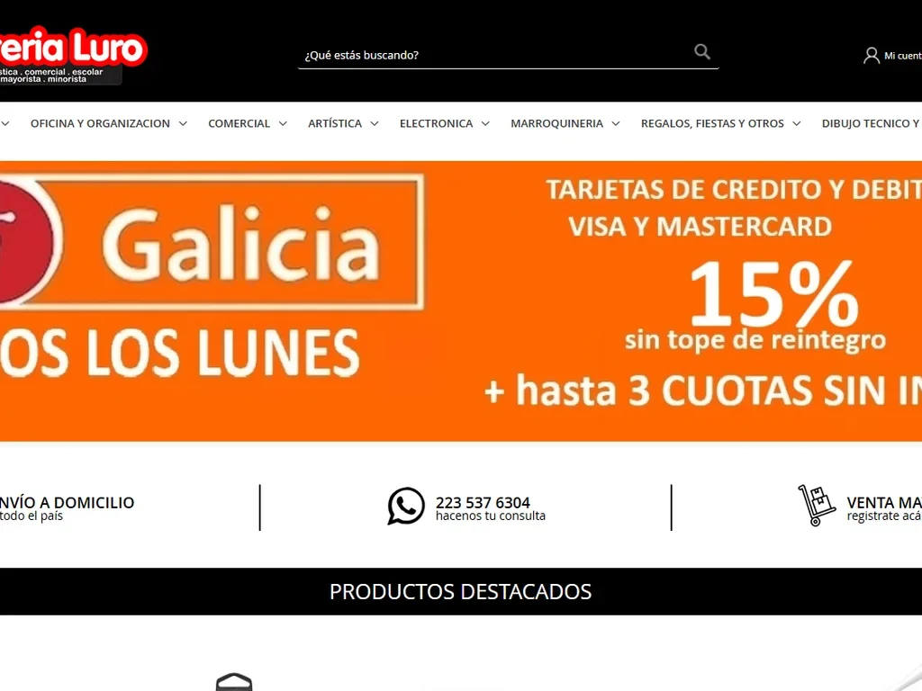 Captura del sitio de Libreria Luro
