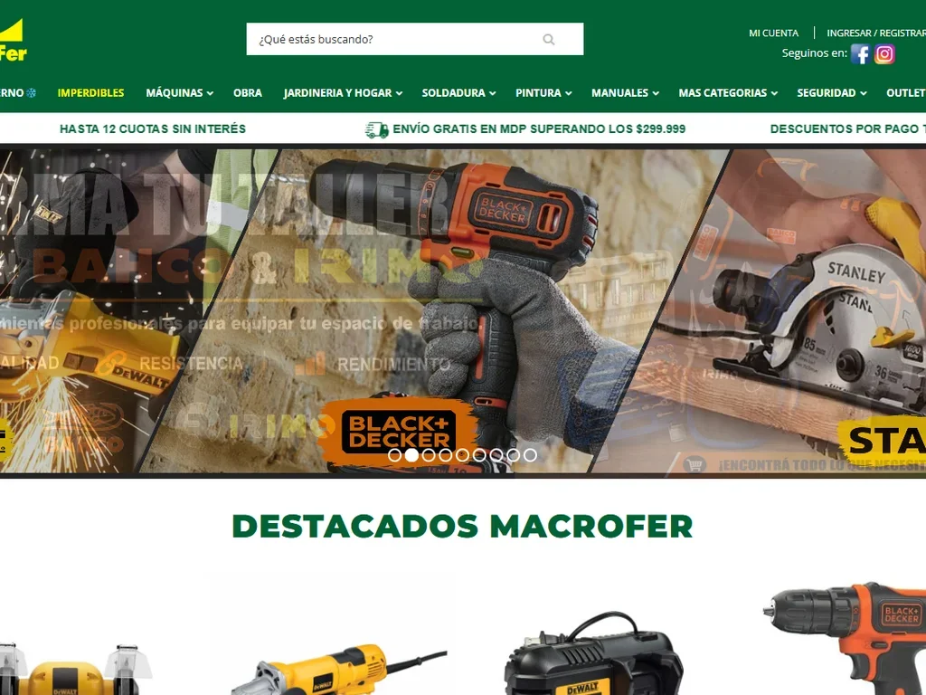 Captura del sitio de Macrofer