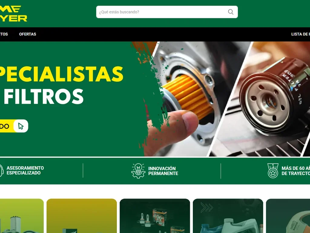 Captura del sitio de Repuestos Meyer