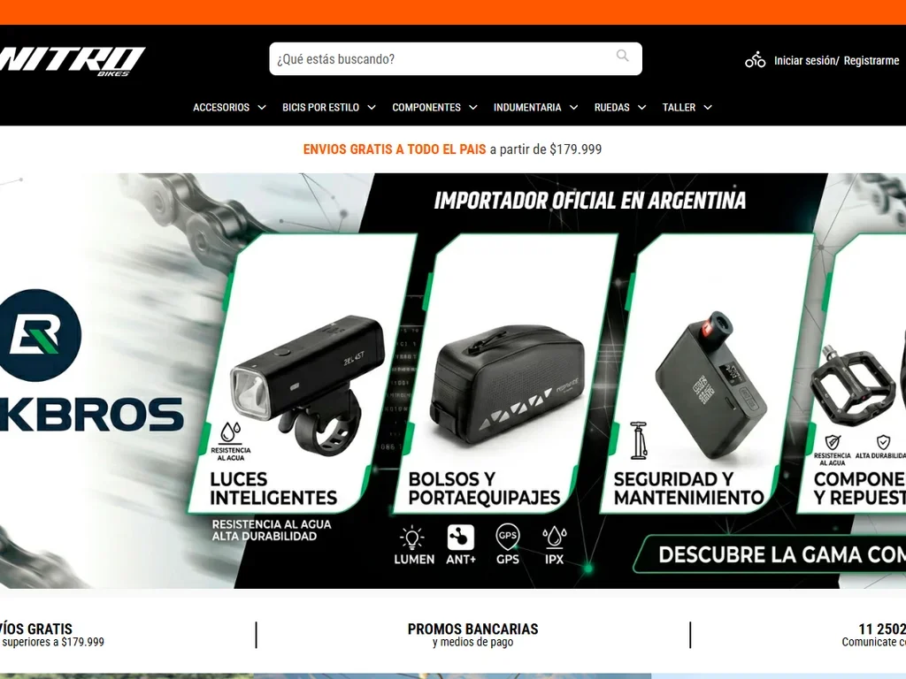 Captura del sitio de Nitro Bikes