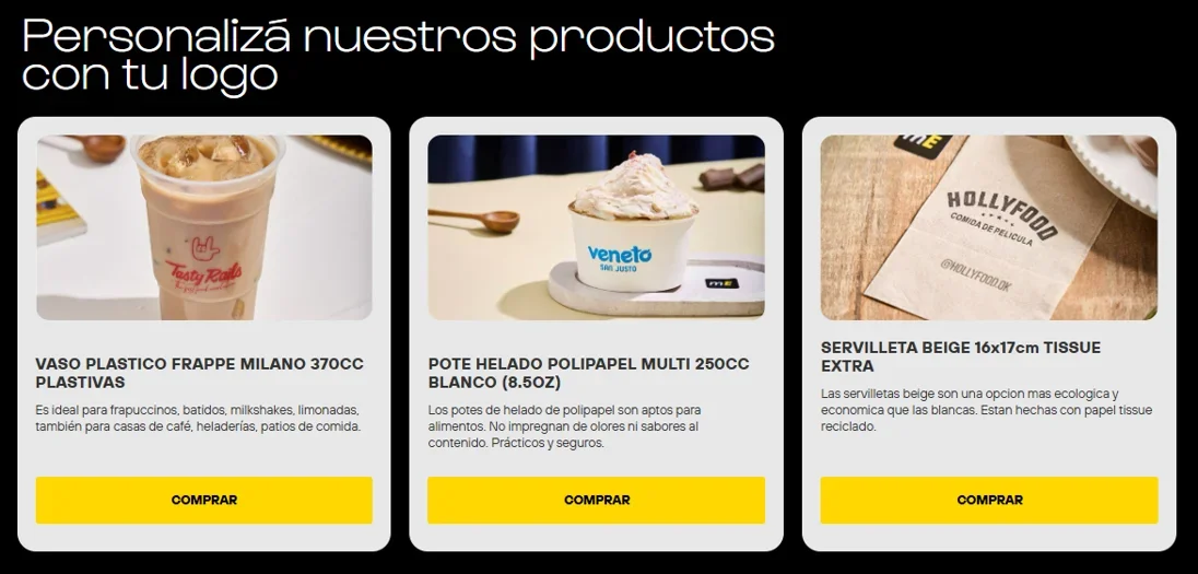 Catálogo de productos que se personalizan con el logo del cliente