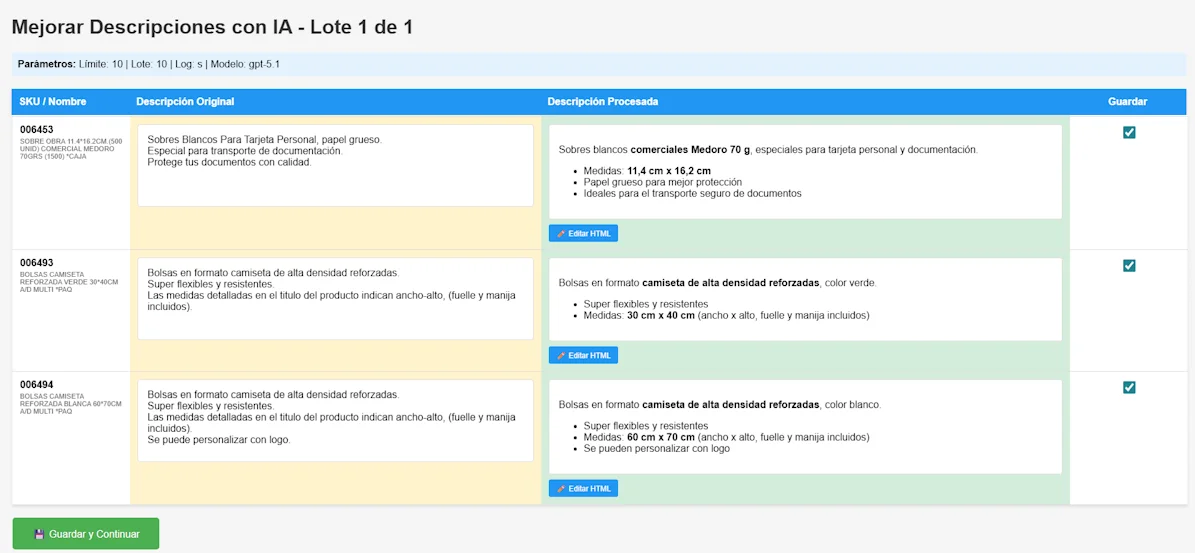 Panel de Revisión Manual - Módulo Mejora de Descripciones con IA